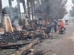 लखनऊ में आईआईएम रोड किनारे भीषण आग, सात दुकानें जलकर राख, लाखों का नुकसान