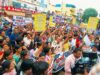 अवधपुरी में नगर निगम की नोटिस-सीलिंग कार्रवाई का विरोध, व्यापारियों ने निकाला पैदल मार्च